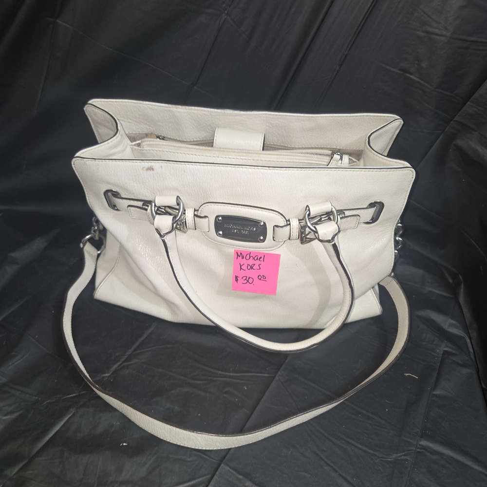 Michael Kors White Leather Tote Bag